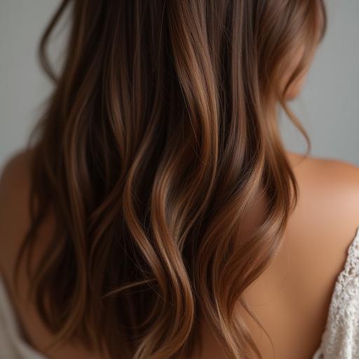 Subtle highlights adding depth and lightness to brown hair.